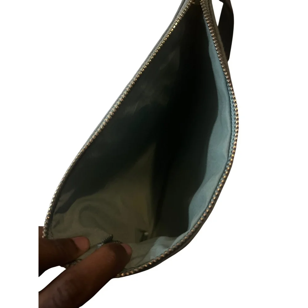 Chloe Parfums Sage Green Textured Fabric Makeup Pouch Gold Zipper Cosmetic Bag
